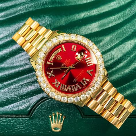 rolex red face diamond bezel.